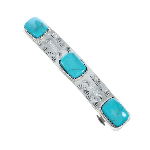 Navajo Native American Turquoise Sterling Silver Hair Barrette X11297